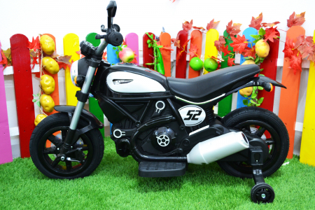 Kids ride-on electric motorbike BT307 with auxiliary wheels, 60W, inflatable wheels, black [11]