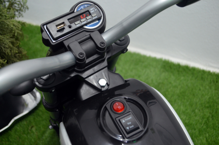 Kids ride-on electric motorbike BT307 with auxiliary wheels, 60W, inflatable wheels, black [6]