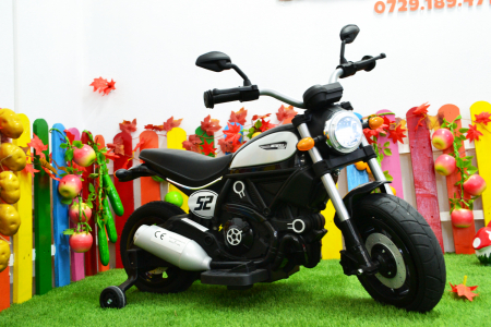 Kids ride-on electric motorbike BT307 with auxiliary wheels, 60W, inflatable wheels, black [2]