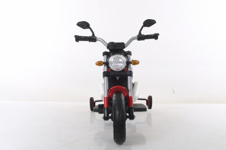 Kids ride-on electric motorbike BT307 with auxiliary wheels, 60W, inflatable wheels, red [11]
