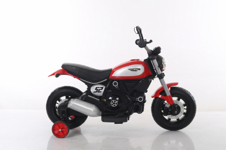 Kids ride-on electric motorbike BT307 with auxiliary wheels, 60W, inflatable wheels, red [8]