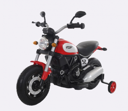 Kids ride-on electric motorbike BT307 with auxiliary wheels, 60W, inflatable wheels, red [1]