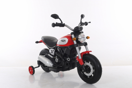 Kids ride-on electric motorbike BT307 with auxiliary wheels, 60W, inflatable wheels, red [9]