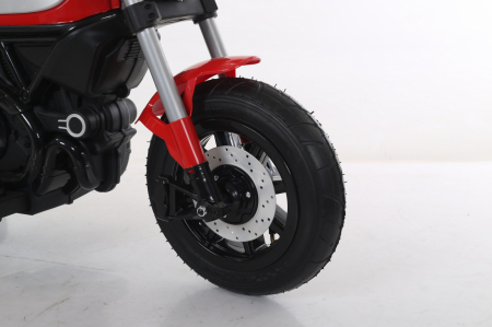 Kids ride-on electric motorbike BT307 with auxiliary wheels, 60W, inflatable wheels, red [3]
