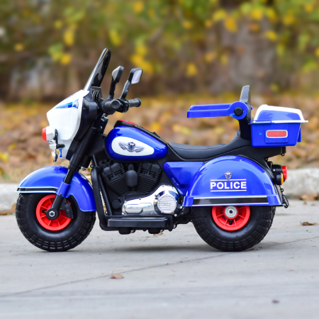 Ride-on motorcycle for children with remote control, inflatable wheels, leather seat, model BJLT609, 50W, 6V-7Ah, blue [4]