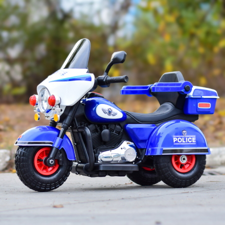 Ride-on motorcycle for children with remote control, inflatable wheels, leather seat, model BJLT609, 50W, 6V-7Ah, blue [3]