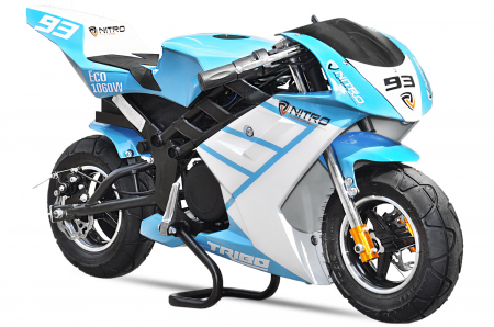Motociclete electrice - Motocicleta electrica Pocket Bike NITRO Eco TRIBO 1060W 36V #Albastru