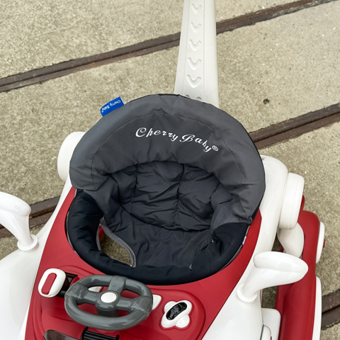 5-in-1 Baby Walker, Rocker, Jumper, Parental Handle, Sun Canopy, Steering Wheel, Lights and Music, Adjustable and Foldable, red [18]