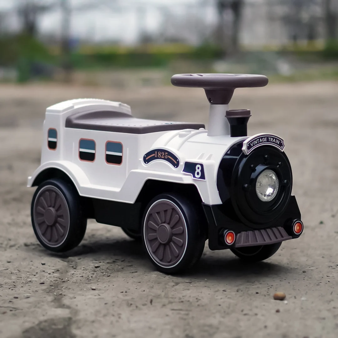 Vintage Train Ride-On Walker for Children, EVA Wheels, 18–30 Months, White [1]