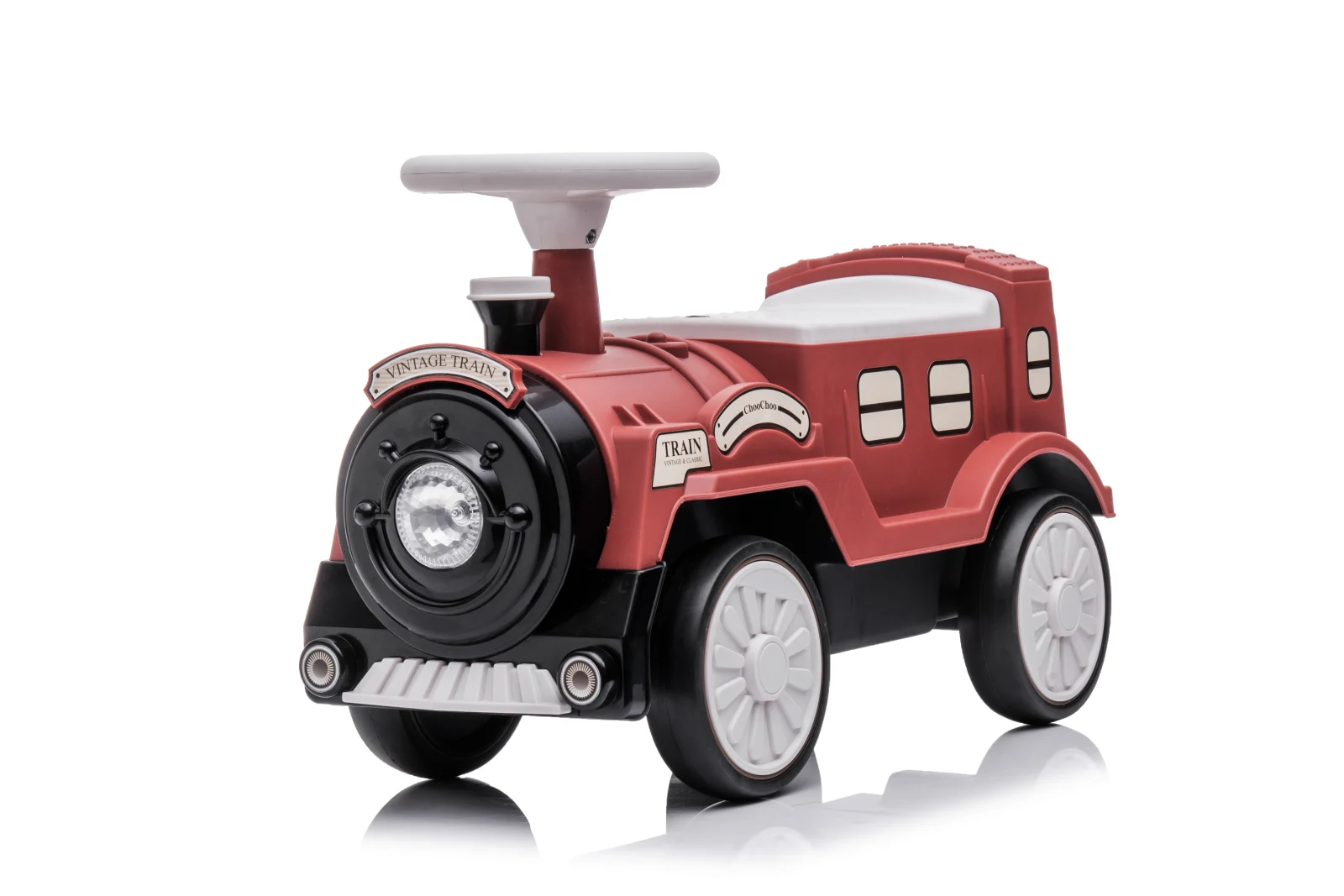 Special Ride on vehicles - Vintage Train Ride-On Walker for Children, EVA Wheels, 18–30 Months, red
