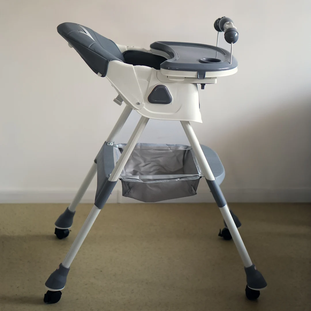 Children’s High Chair & Play Chair, Suitable for Ages 6–36 Months, Adjustable Height, Removable Tray, Safety Harness, gray [3]