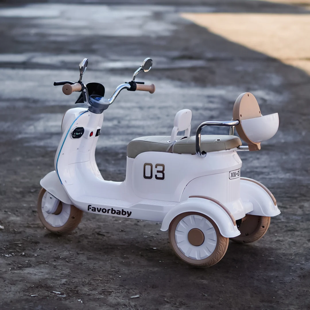 Electric Scooter for Kids , 3 Wheels, 2 Seats, Remote Control, 70W, white [1]