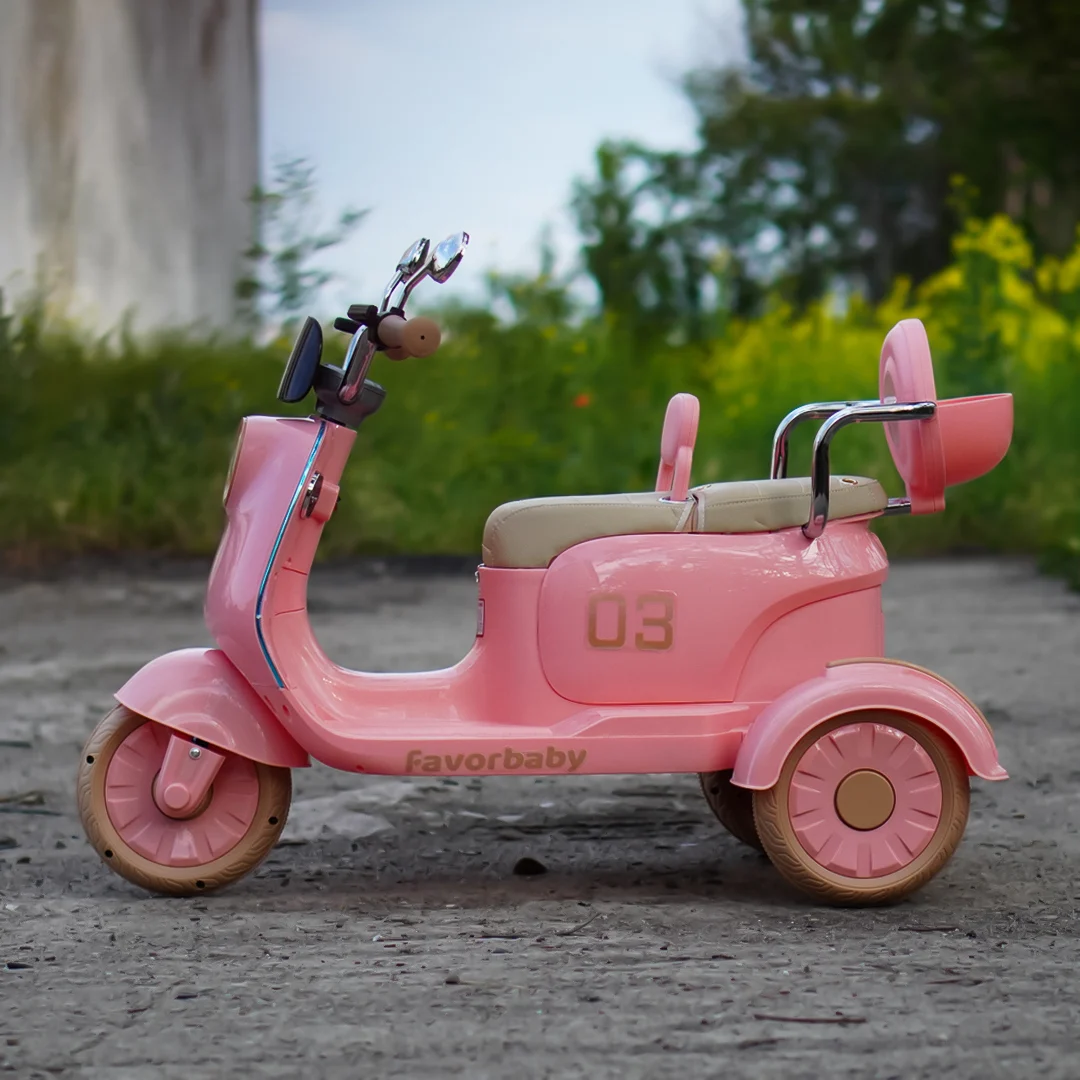 Electric Scooter for Kids , 3 Wheels, 2 Seats, Remote Control, 70W, pink [11]
