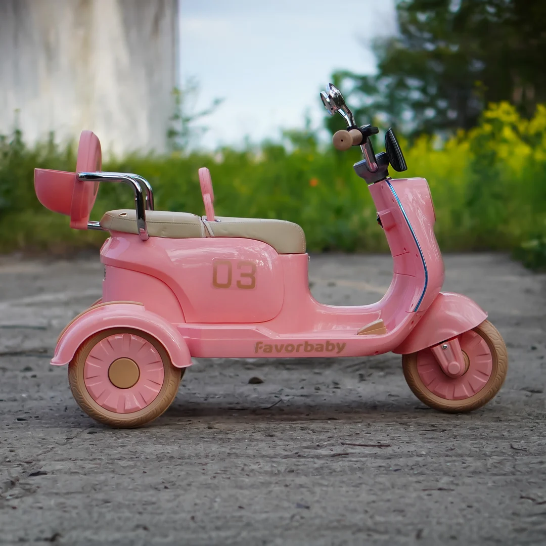 Electric Scooter for Kids , 3 Wheels, 2 Seats, Remote Control, 70W, pink [2]