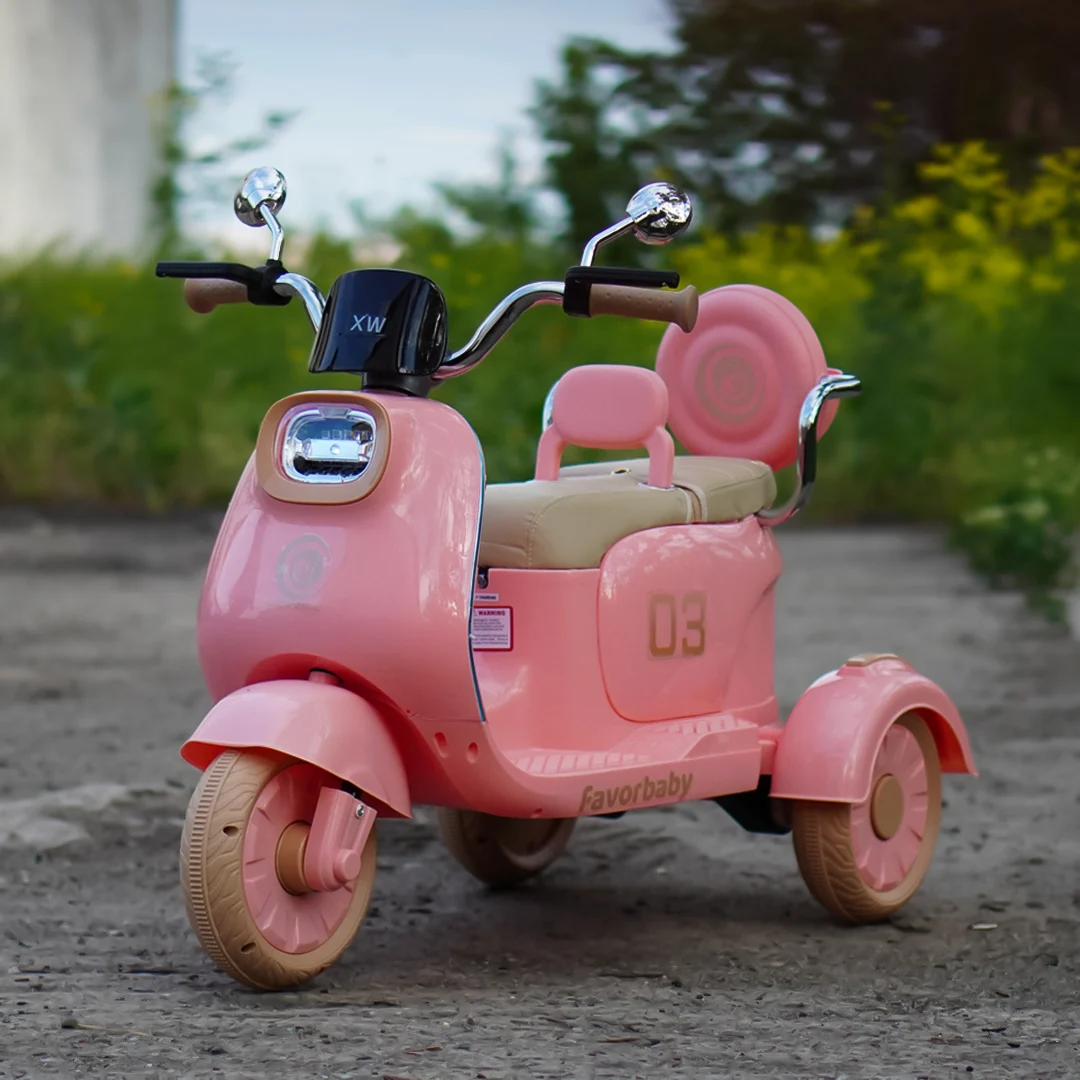 Electric Scooter for Kids , 3 Wheels, 2 Seats, Remote Control, 70W, pink [9]