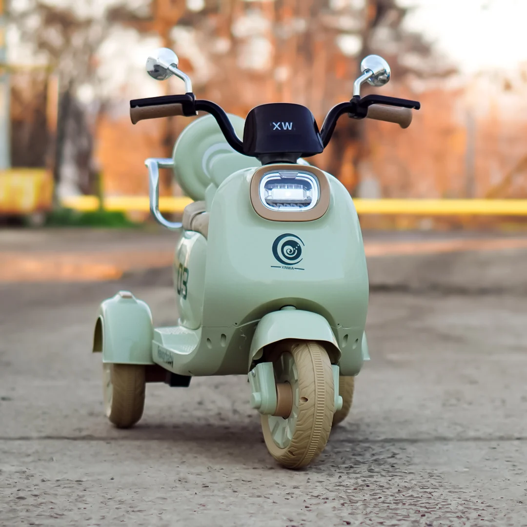 Electric Scooter for Kids , 3 Wheels, 2 Seats, Remote Control, 70W, Green [2]