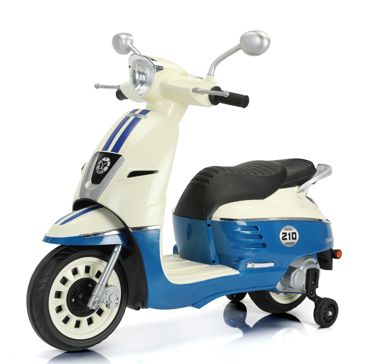 Ride on Motorcycles - Ride-on electric scooter for children, Retro model, for 2 children,  70W, 12V, premium, bluetooth, albastru