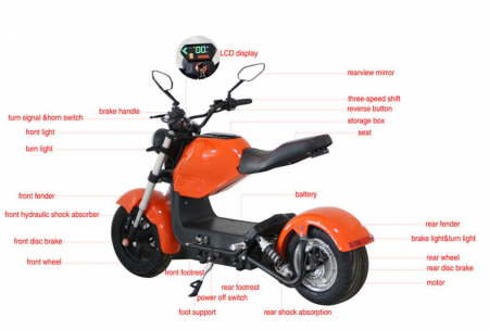 Electric scooter for adults Solley SMD X-12, orange, 1500W, 60V 20Ah [7]