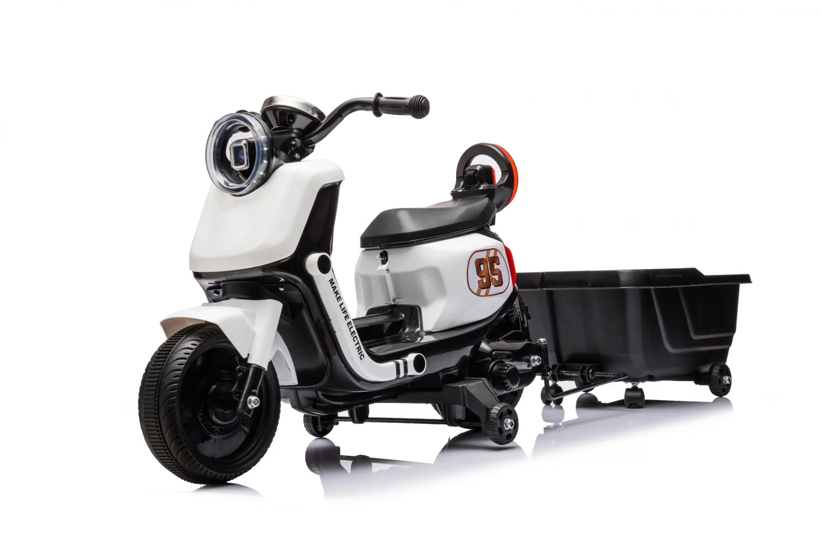 Ride on Motorcycles - Ride-on scooter for children, with detachable trailer, remote control, model BJBTK3, 70W, white