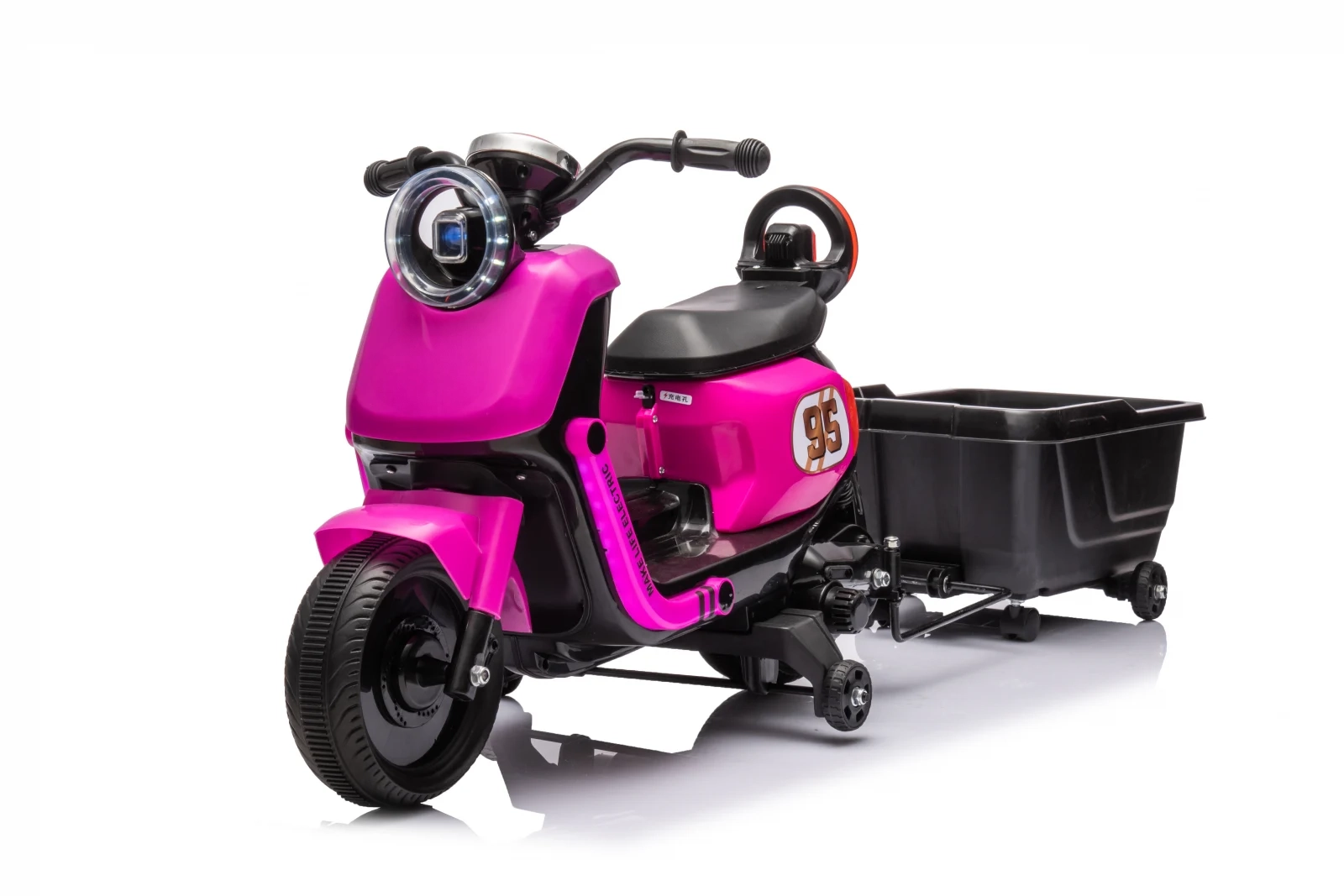 Ride on Motorcycles - Ride-on scooter for children, with detachable trailer, remote control, model BJBTK3, 70W, pink