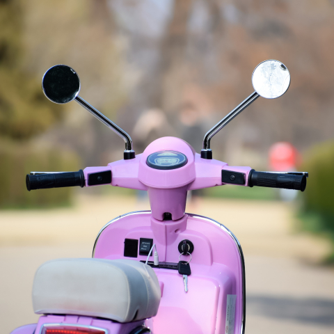 Scuter electric pentru copii Piaggio PX150, 70W, 12V, echipat premium, cu roti ajutatoare, roz [10]