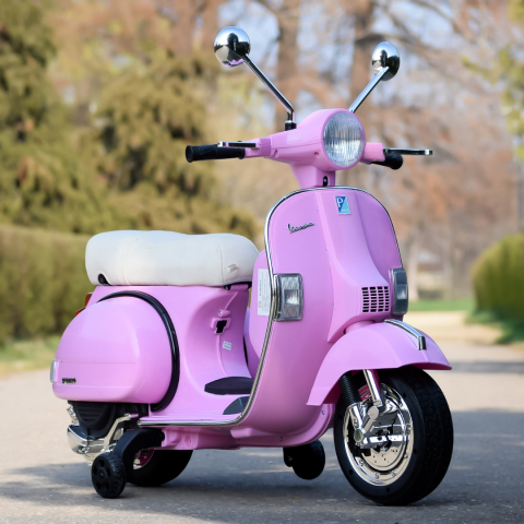 Scuter electric pentru copii Piaggio PX150, 70W, 12V, echipat premium, cu roti ajutatoare, roz [1]