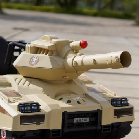 Electric Ride-On Tank for Kids Commander, 110W, 12V 12Ah, Beige Camouflage [9]