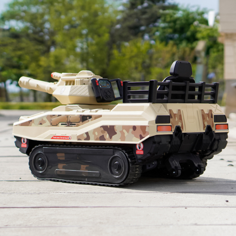 Electric Ride-On Tank for Kids Commander, 110W, 12V 12Ah, Beige Camouflage [4]