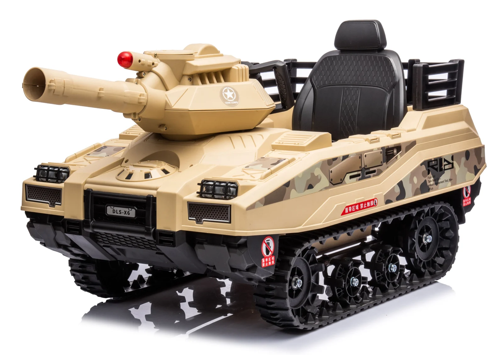 Special Ride on vehicles - Electric Ride-On Tank for Kids Commander, 110W, 12V 12Ah, Beige Camouflage