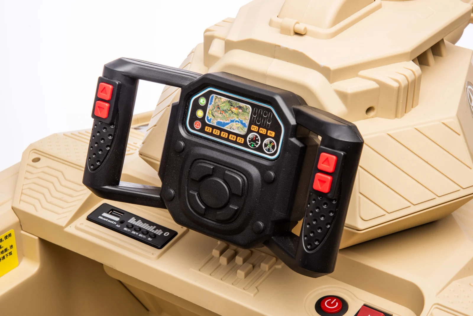 Electric ride-on tank for children Commander, 240W, 24V, multiple functions, camouflage beige [5]