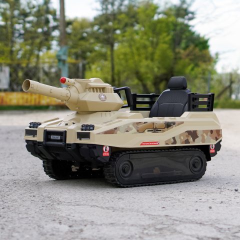 Electric ride-on tank for children Commander, 240W, 24V, multiple functions, camouflage beige [3]