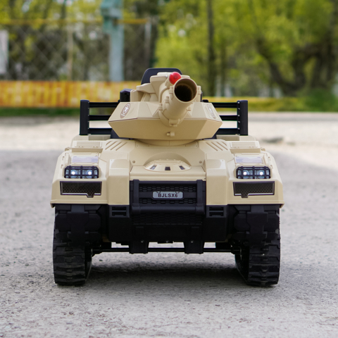 Electric ride-on tank for children Commander, 240W, 24V, multiple functions, camouflage beige [2]