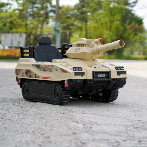Electric ride-on tank for children Commander, 240W, 24V, multiple functions, camouflage beige [7]