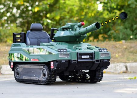 Electric ride-on tank for children Commander, 240W, 24V, multiple functions, camouflage green [9]