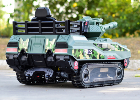 Electric ride-on tank for children Commander, 240W, 24V, multiple functions, camouflage green [8]