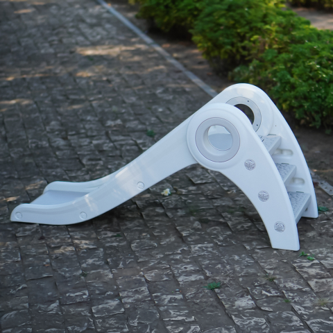 Tobogan copii cu design ergonomic, interior sau exterior, trepte antiderapante, pliabil, alb [4]