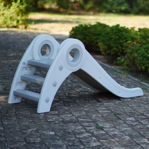 Tobogan copii cu design ergonomic, interior sau exterior, trepte antiderapante, pliabil, alb [3]