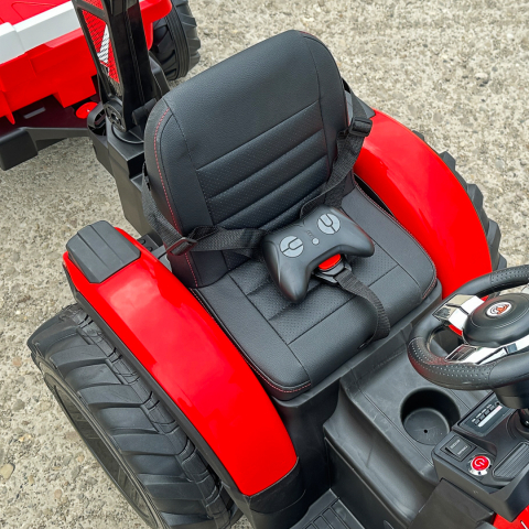 Tractor electric cu remorca pentru copii 720-T, 90W, cupa si incarcator, 12V, premium, rosu [12]