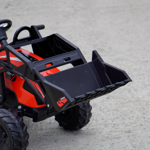 Tractor electric cu remorca pentru copii 720-T, 90W, cupa si incarcator, 12V, premium, rosu [10]