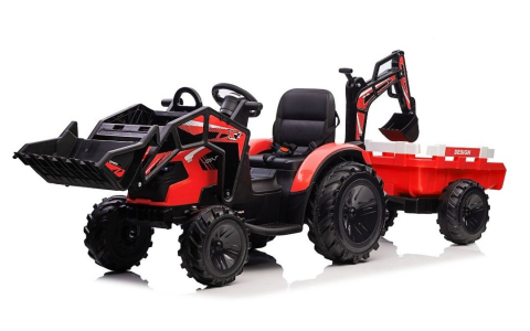 Ride On ATV & UTV - Ride-on tractor with trailer for children 720-T, 90W, bucket and charger, 12V, premium, red