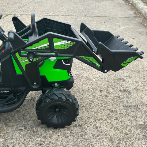 Ride-on tractor with trailer for children 720-T, 90W, bucket and charger, 12V, premium, green [9]