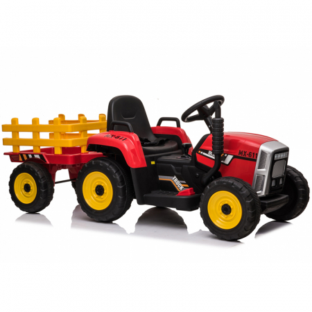 Special Ride on vehicles - Electric ride-on tractor BJ-611, 60W, 12V with trailer and remote control, red
