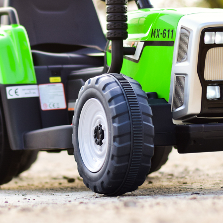 Electric ride-on tractor BJ-611, 60W, 12V with trailer and remote control, green [10]