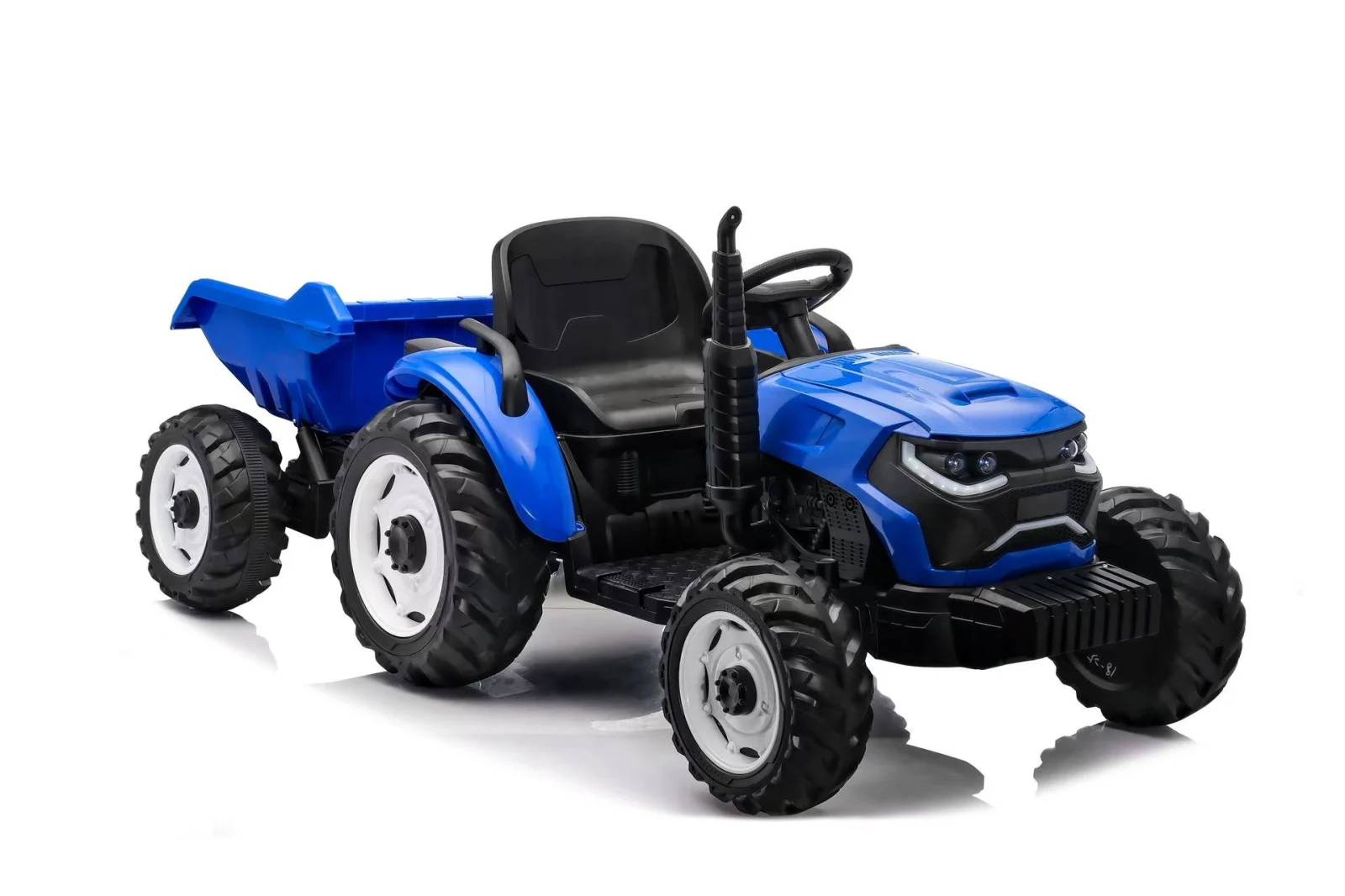 Tractoras electric copii, 90W 12V 10Ah cu remorca, culoare albastru [5]