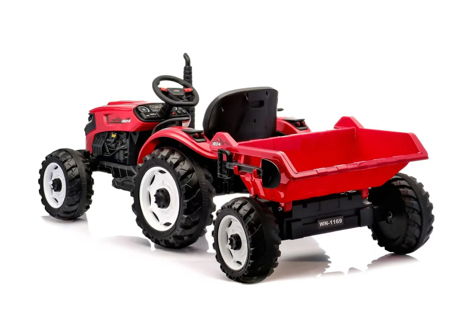 Tractoras electric copii, 90W 12V 10Ah cu remorca, culoare rosu [1]