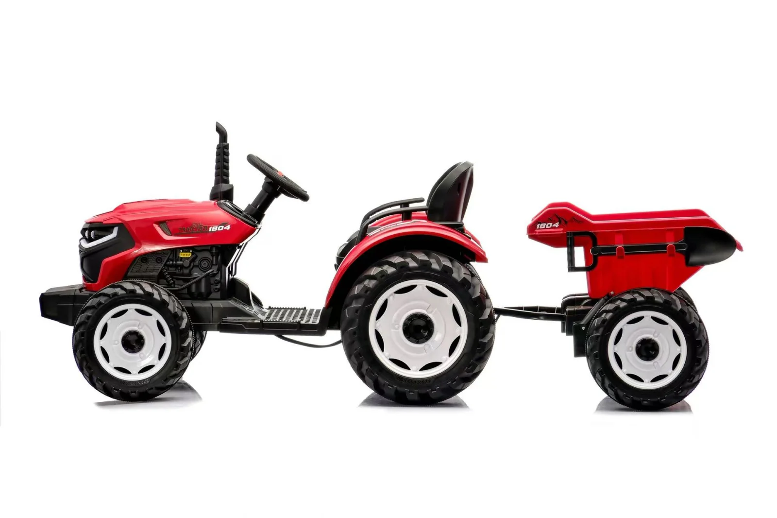 Tractoras electric copii, 90W 12V 10Ah cu remorca, culoare rosu [4]