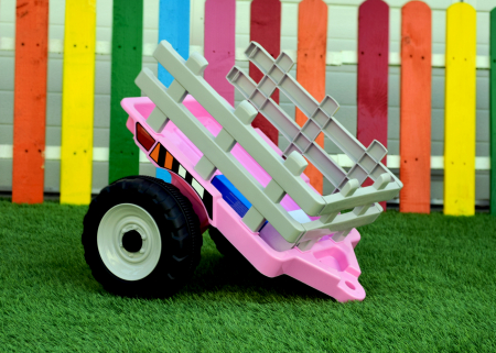 Electric ride-on tractor BJ-611, 60W, 12V with trailer and remote control, pink [8]