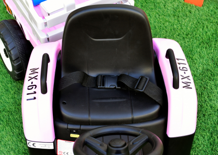 Electric ride-on tractor BJ-611, 60W, 12V with trailer and remote control, pink [7]