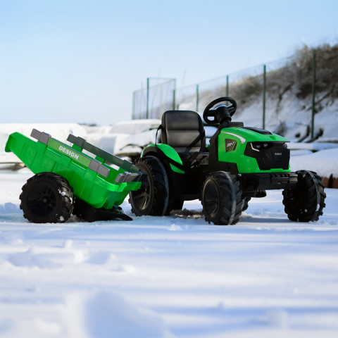 Electric ride-on tractor for children, model 720-T, 90W, 12V 10Ah, trailer included, premium, green [5]