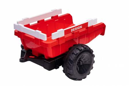 Tractoras electric pentru copii cu remorca, model 720-T, 90W-12V, cu roti moi, rosu [5]